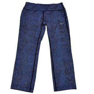 Women's Nike Dri-FIT‎ Zen Epic Run Cropped Leggings Size M Blue Black Swirl